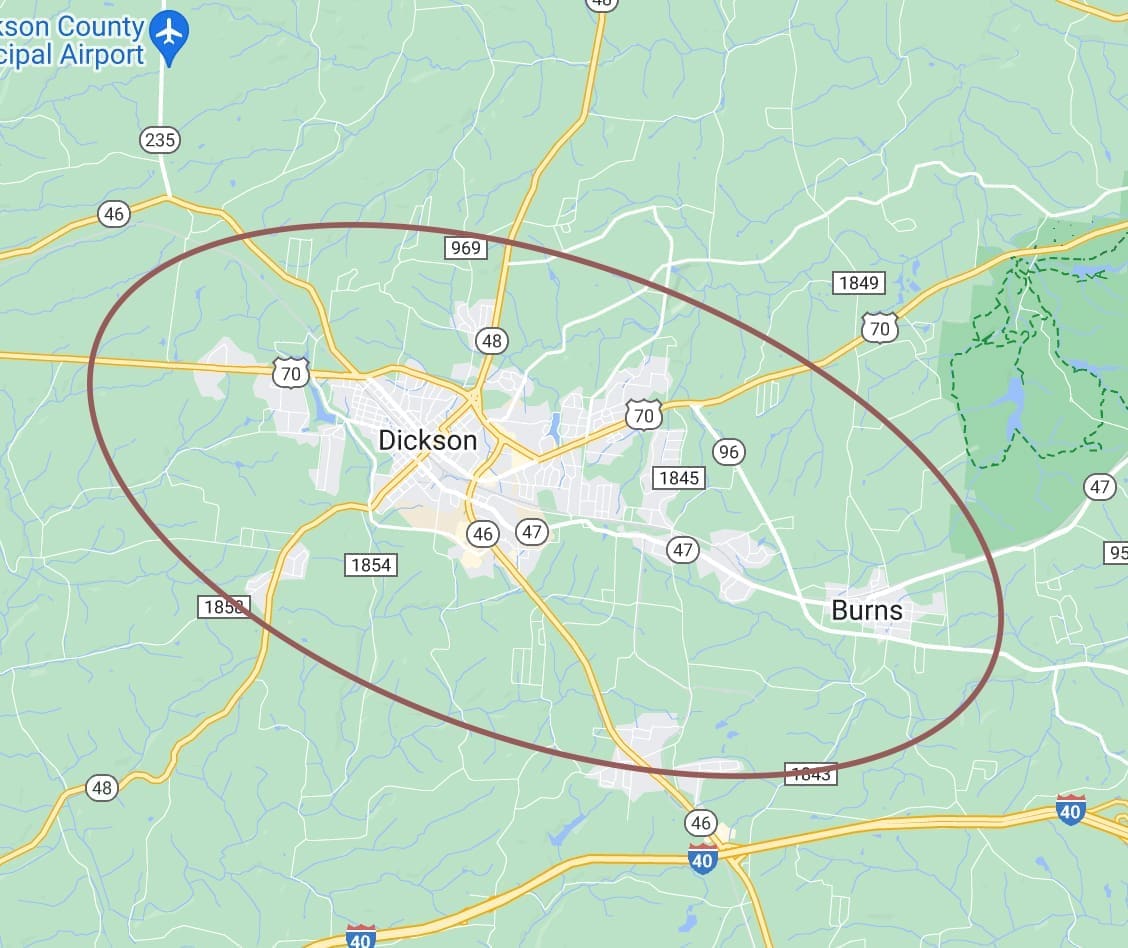 Dickson dog mom map service area